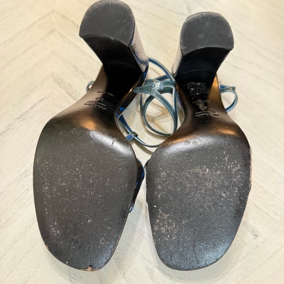 Vintage Prada Blue Floral Chunky Heels - Picture 7 of 12